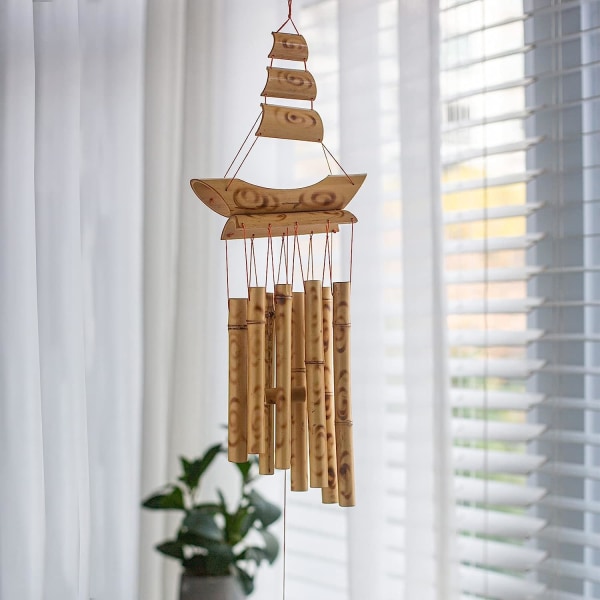 Bamboo Wind Chimes Outdoor, Handmade Memorial Wind Chimes with