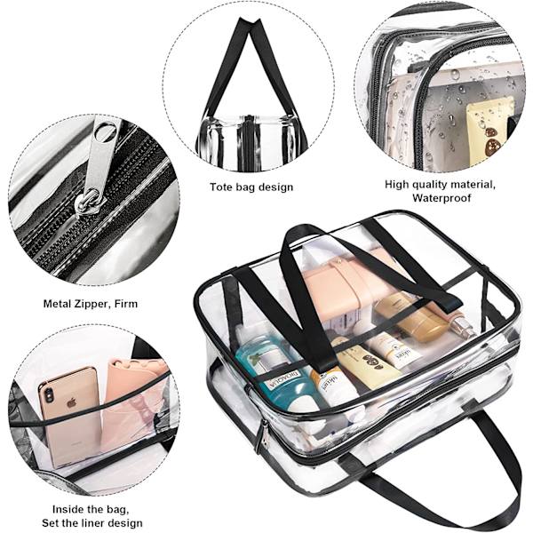 Klar kosmetik taske gennemsigtig tote taske tyk PVC lynlås