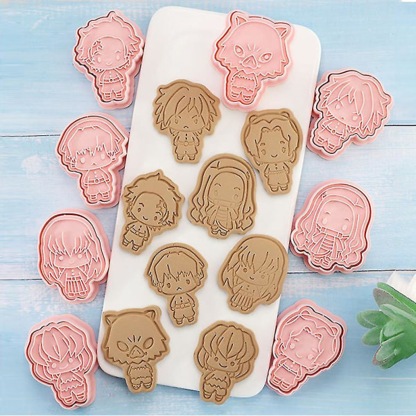 8 st tecknade Demon Slayer-formar Set Cookies Molds Kitchen