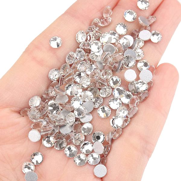 Blandade storlekar Flatback Rhinestones, Non Hotfix Round Crystal Gems