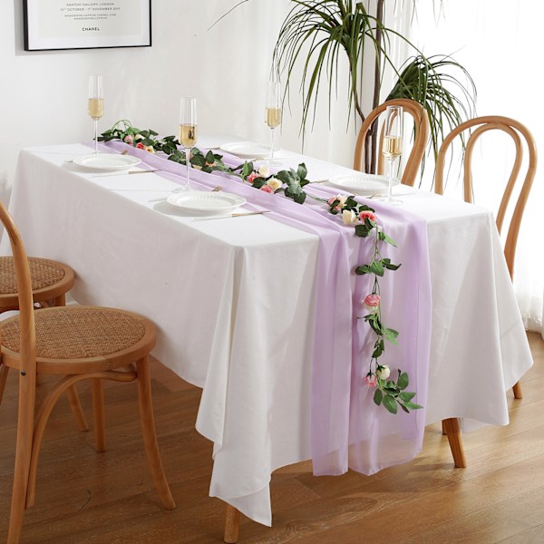 1-pack Chiffon bordslöpare 30x300 cm Genomskinlig romantisk bordslöpare för bröllop födelsedagsfest brudparty utomhusdekoration