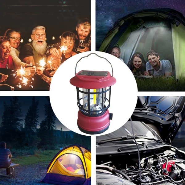 Solcellsladdad LED-campinglampa, ljusa bärbara överlevnadslyktor,Mul