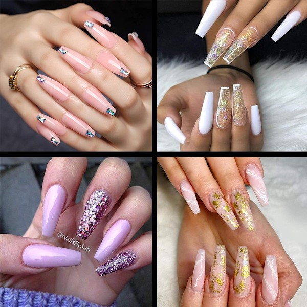 Curvy Nail Tips Lange lige firkantede Ballet Nail Tips Neglesalon