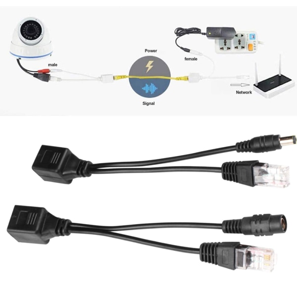 2 stk. Injektor og Splitter Kit DC Strømadapter Stik