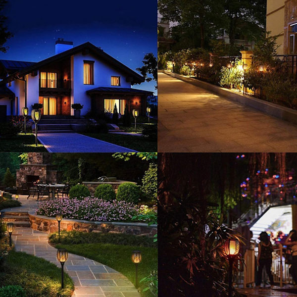 kefflum 4x Solar Flammenlicht Solar Gartenleuchten 96 Led