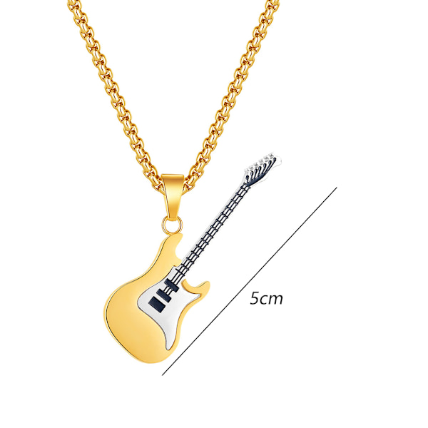 Kreativ personlighed herrearmbånd Mini Rock Guitar vedhæng Fashion rustfrit stål halskæde