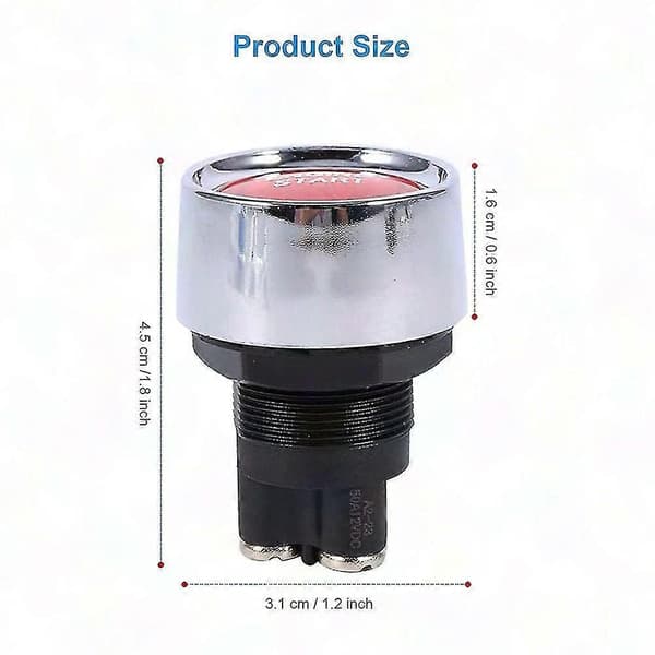 12V 50A Bilmotor Start Trykknapp Bryter Tenningsstarter (Rød)