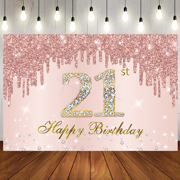 21. syntymäpäivän banneri taustakuva koristelu, erittäin suuri kangas glitter timantit onnellinen 21. banneri taustakuva, ruusukulta 21 syntymäpäiväkoristeet