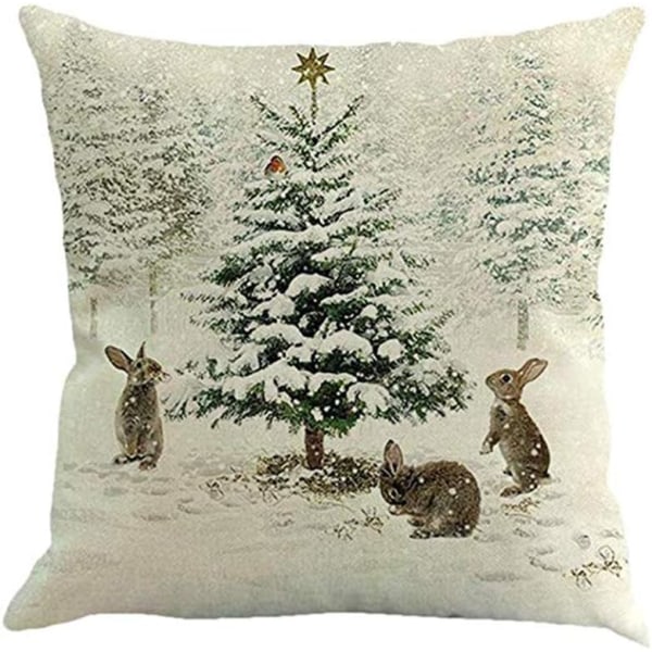 Coton Lin Housse de Coussin Impression Noël 45X45cm Taie