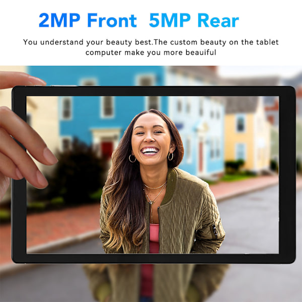 10,1-tums surfplatta för Android 12.0 5G WiFi 6GB 128GB Främre 2MP Bakre 5MP 10-kärnig CPU IPS-skärm Tablet PC 100‑240V Svart EU-kontakt