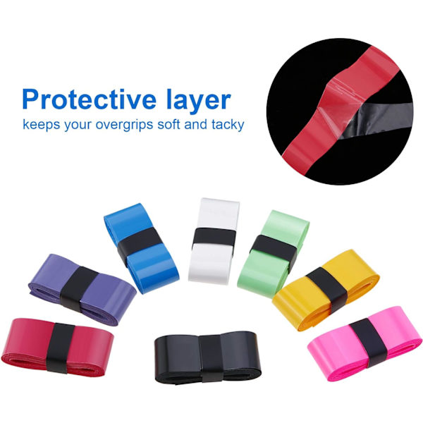 8 stk. Tennis Badminton Ketsjer Greb Overgreb Tape til Anti-Slip og Absorberende Greb, Multifarvet