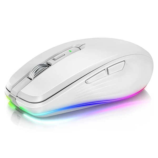 Rechargeable Wireless Mouse, 2.4G RGB 4 DPI Adjustable (up to 3600), Ergonomic Silent Mouse with 6 Buttons Vhermosa Mouse, Keyboard and Webcam