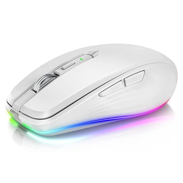 Uppladdningsbar trådlös mus, 2,4G RGB 4 DPI Justerbar (upp till 3600), Ergonomisk tyst mus med 6 knappar Vhermosa-mus, tangentbord och webbkamera