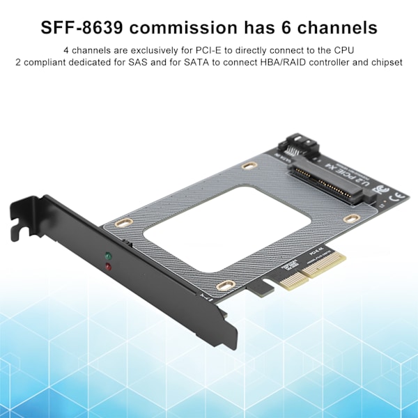 U.2-adapter till SFF8639-adapterkort PCIE-omvandlare expansionskort med kabel