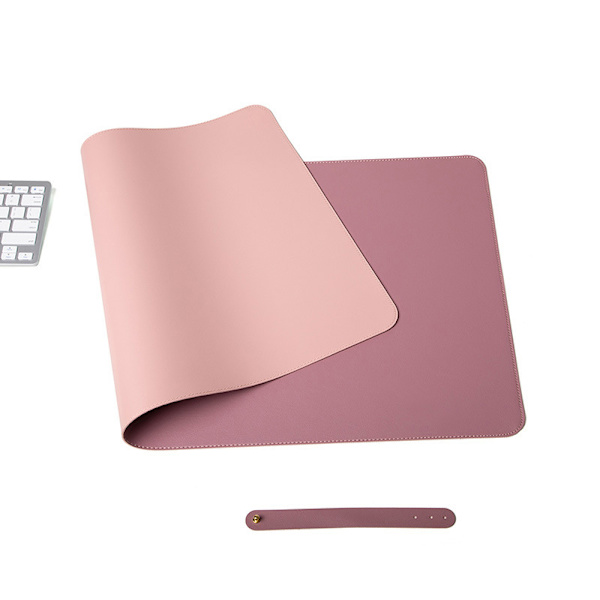 Bordunderlag, skrivebordsunderlag, 60 x 30 cm PU bordunderlag, bærbar computer bordunderlag, vandtæt skrivebordsunderlag til kontor eller hjemmeområde, dobbeltsidet (lilla/pink)