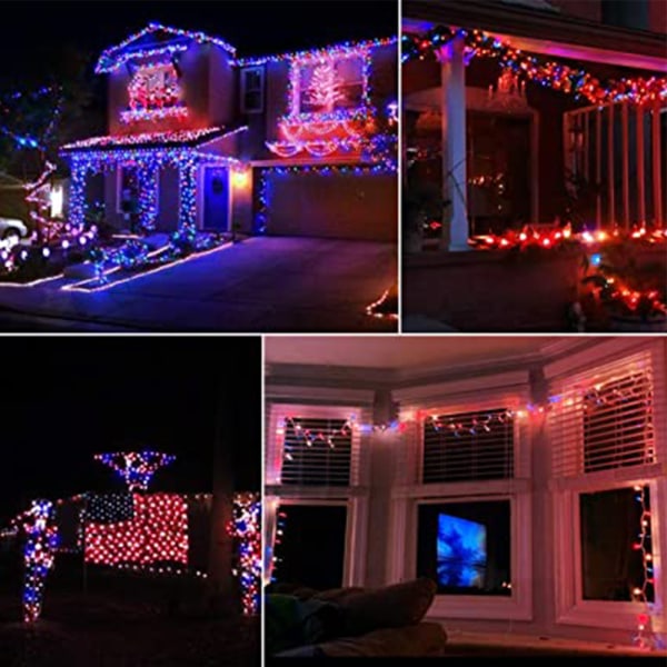 Patriotic Mini Lights, 100 LED, Plug in, Indoor Outdoor Party Terr