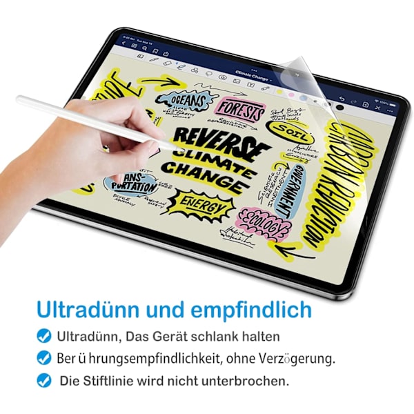 Skärmskydd för iPad Pro 11 tum (2021/2020/2018), matt pappersfilm, antireflex för ritning, skriv S som på papper