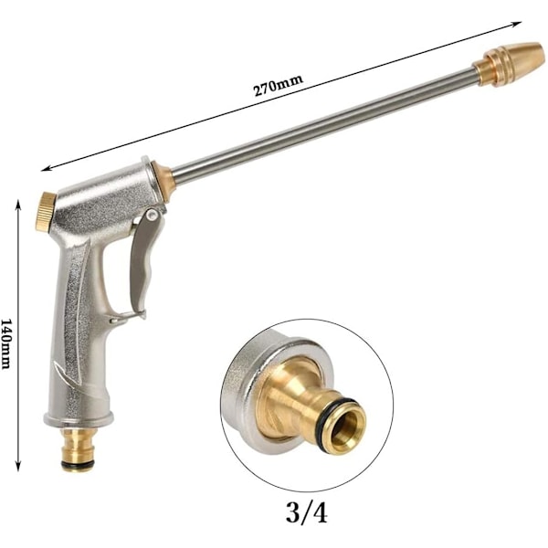 Høytrykks vannpistol i metall for bilvask, justerbar høytrykks vannpistol spraylanse for bilvask/vanning