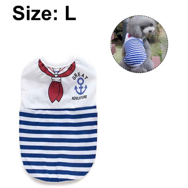Randig hundtröja för valpar, 2-pack sjömanströjor för husdjur