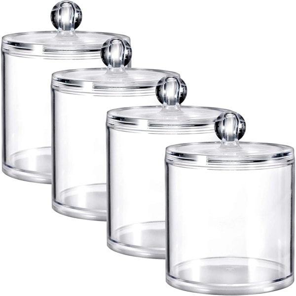 4 Pack Plastic Acrylic Bathroom Vanity Countertop Canister Jars