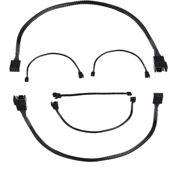 Gebildet 10 kpl 4-pin PWM-tuulettimen jatkokaapeliliitin Koteloitu punotut hihat Jatkokaapeli Tuuletin Uros naaras (26,5 cm)