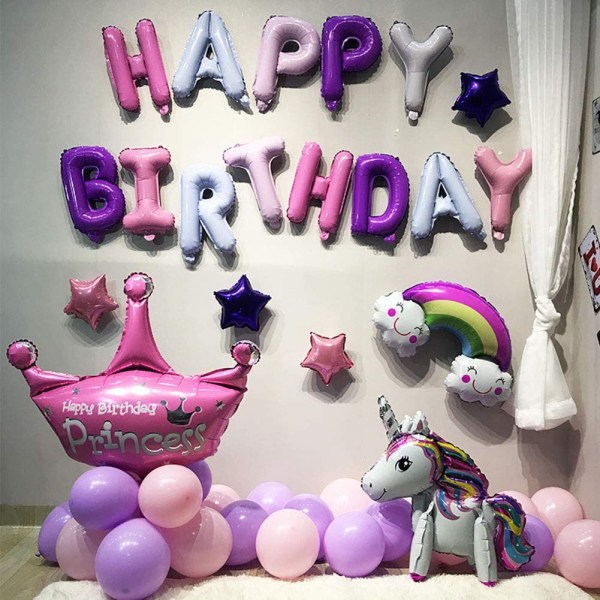 Grattis på födelsedagen ballonger, aluminiumfolie banner ballonger för födelse