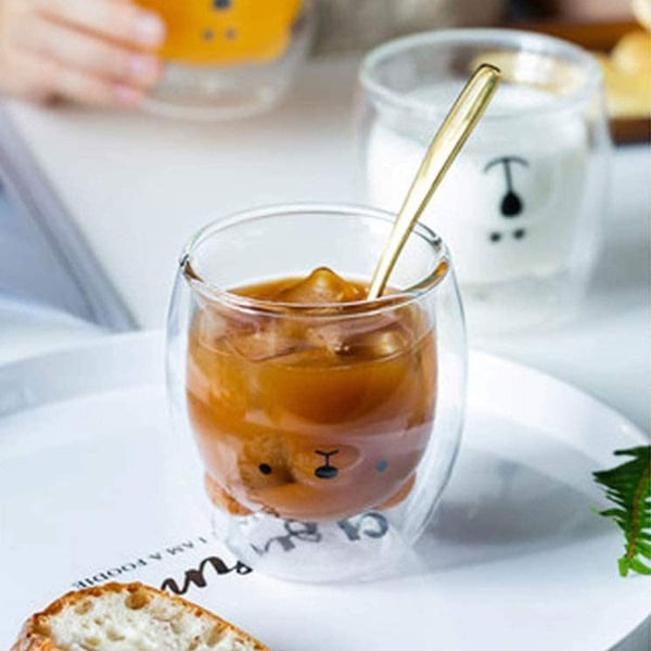 Hwagui - Sød kop Dobbelt væg glas krus, glas espresso kop,