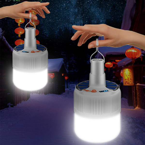 Solcellsladdad multifunktionell LED-nödlampa med USB-laddning