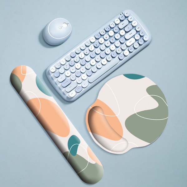 Tangentbord Musmatta Set Ergonomisk Silikon Musmatta med Minnesskum Tangentbord Handledsstöd Stöd för Dator Rund, Orange