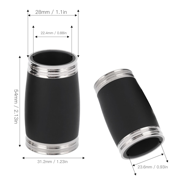 2 st Klarinett Stämningsrör Tunna 54mm Tonrör B-Dur Instrument Tillbehör Del