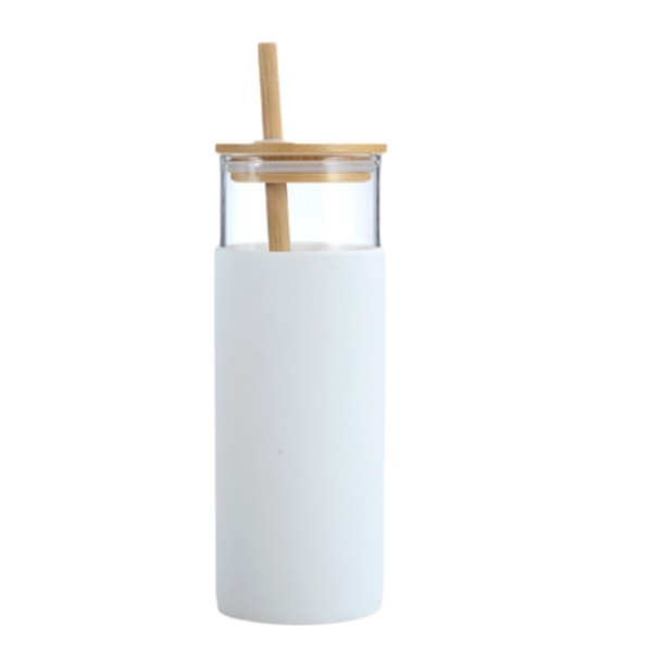Återanvändbara dricksglas, miljövänligt bambulock, skyddande silikonhylsa, resevänlig, glastumlare, läckagesäker design, BPA-fri för