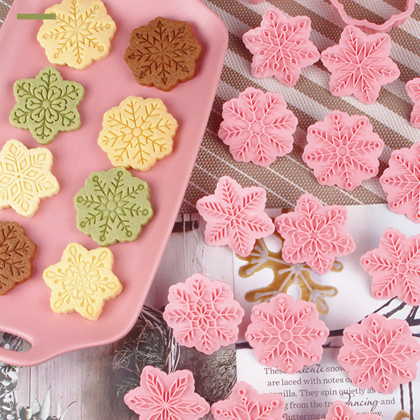 9st Snöflinga Cookie Cutters Dekorera Fondant Präglingsverktyg Snowflake A