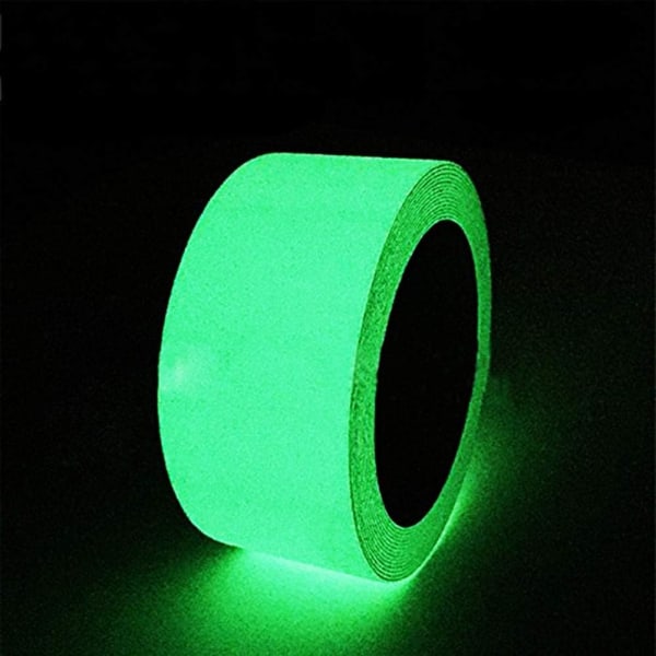 3m x 5cm Glow in the Dark tejp, grön självhäftande självhäftande tejp, fosforescerande självhäftande tejp: nattfluorescerande självhäftande, avtagbar,