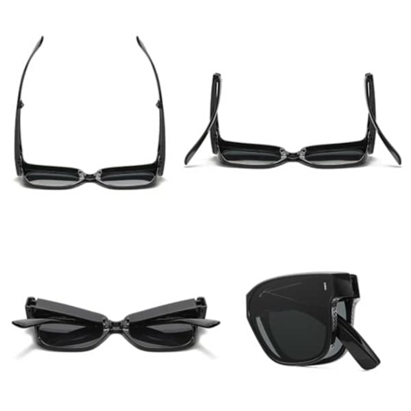 Foldable Sun Visor Sunglasses Over Glasses Matte Black Black