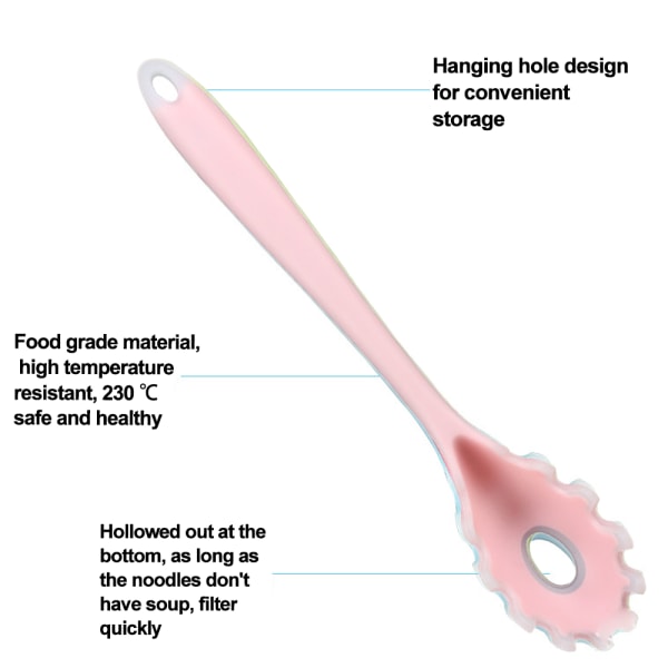 Silikoninen pastalusikallinen, kestää korkeita lämpötiloja 480°F asti, hygieeninen
