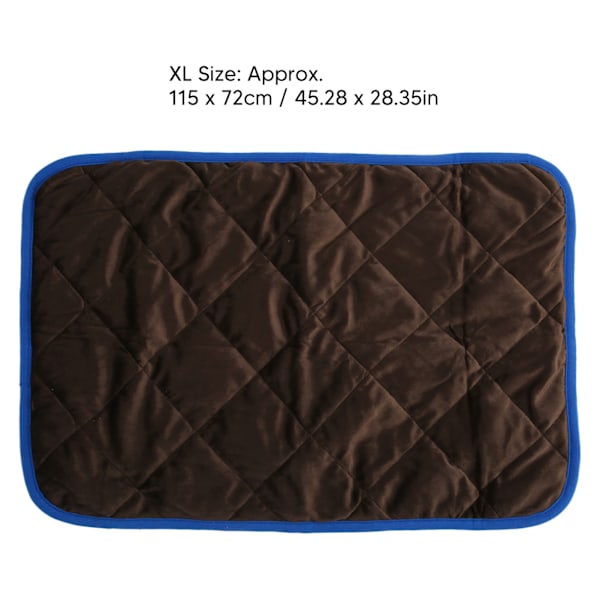 Vaskbar hundepude selvoppvarmende genanvendelig kæledyr pottetræning selvoppvarmende måtte til hjem kaffefarve blå kant XL(115x72cm/45.28x28.35in)
