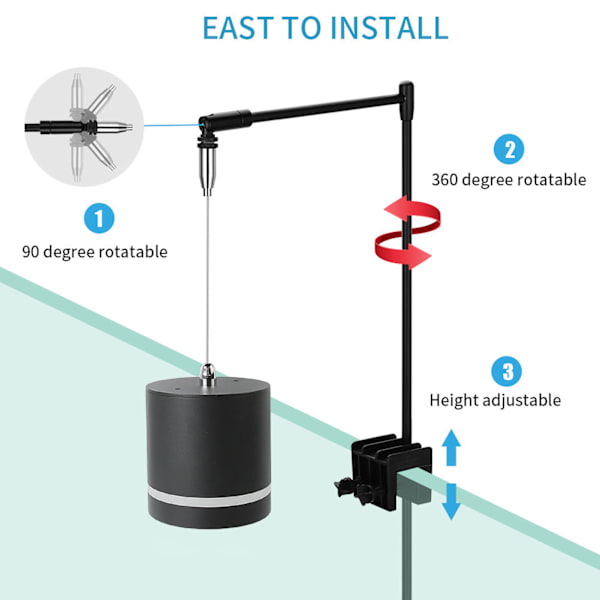 LED-akvarielampa med hög ljusstyrka, lamphållare för fiskakvarium, stativlampa för akvariedekoration, EU-kontakt 220-240 V
