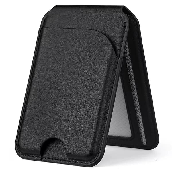 Universal Magsafe Magnetisk Kortholder med Roterbart Stativ - Kompatibel med iPhone og Android Sort Black 75