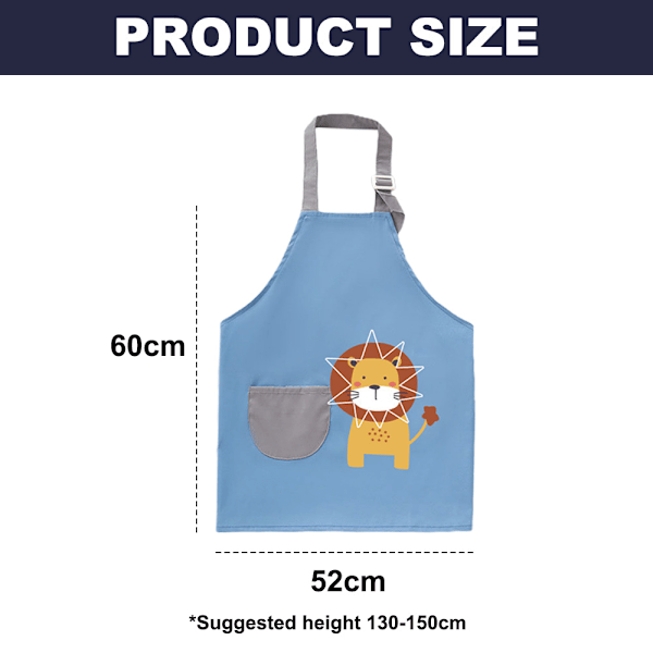 Förkläde för barn i åldrarna 9-12 år, justerbart snörförkläde för barn i köket med ficka fram, bakning, ritning, tvättbart, hopfällbart