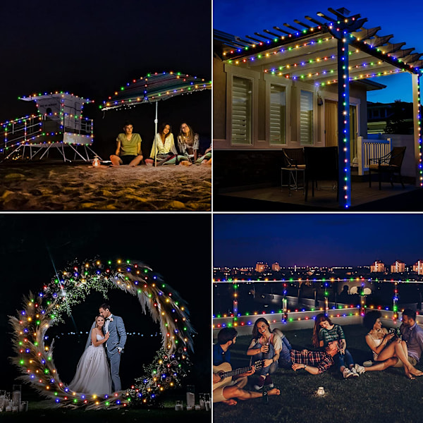 Solcelledrevne lyskæder, ekstra lange 72ft 200 LED-lyskæder, 8 tilstande