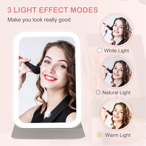 Sminkspegel med lampor 360° rotation pekskärm 3 färger