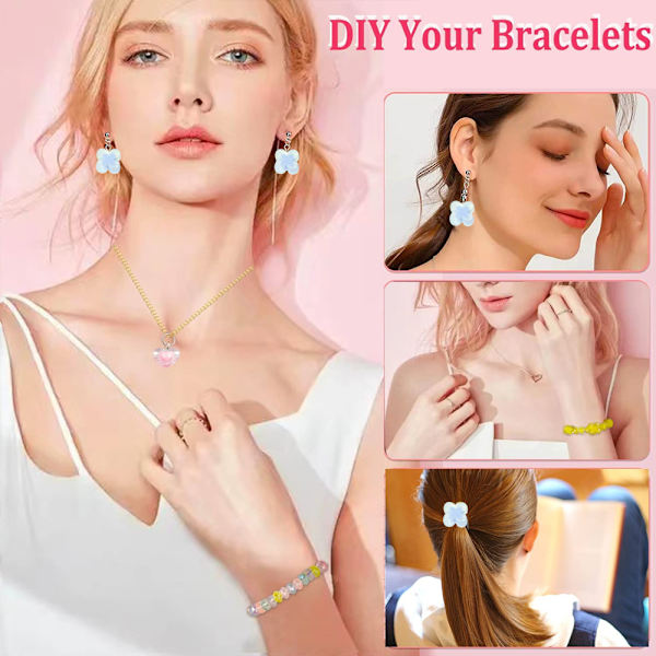 1 förpackning akryl pärlor för att bära ett armband med klöver DIY