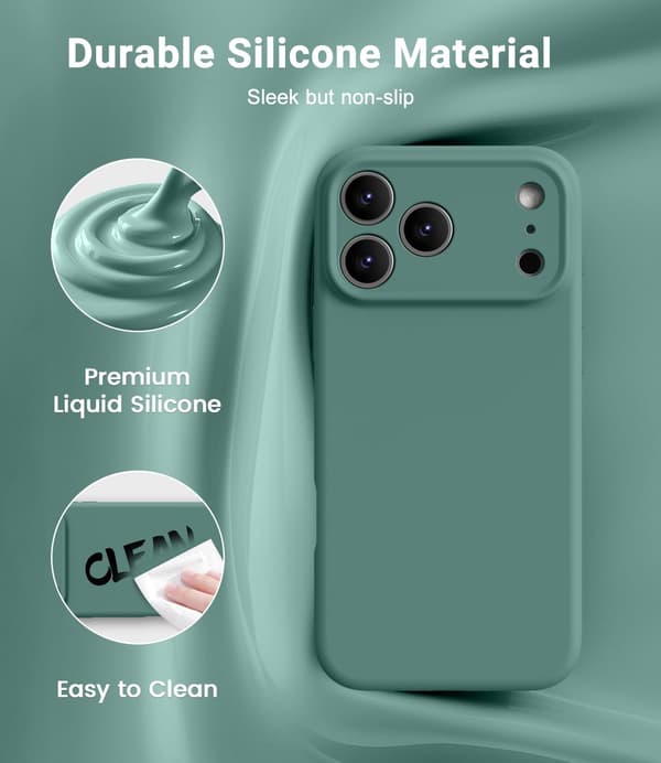 17-inch Mobile Case, Magsafe Compatible, Ultra-thin Case, Soft Liquid Silicone, Shockproof Case (Pine Green, iPhone 17 Pro Max) vert p vert p vert p vert pin iPhone 17 Pro Max