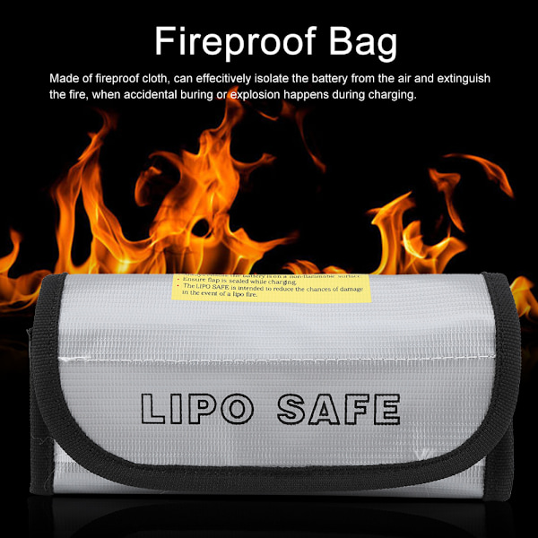 1 stk brannsikker pose LiPo-batteri eksplosjonssikker sikkerhetsposepose ladebeskyttelsespose (185*75*60mm)