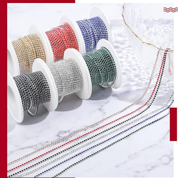 10 meter Rhinestone kjede trim, Rhinestone kjede for håndverk, sying, DIY, smykker, bryllup, dekorasjon