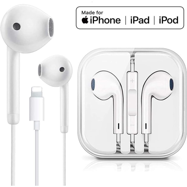 Hörlurar, finslipa hörlurar Stereo, med mikrofon och volymkontroll, hörlurar brusisolerande headset Passar kompatibel med iPhone Xs/XR/XS Max/iPhone 7/7 Plus