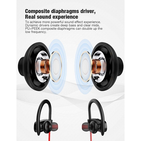 Brusreducerende Bluetooth-headset, nakkebånd, rød