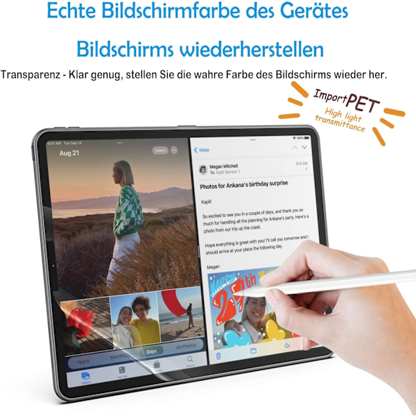 Papirskærmbeskytter Kompatibel med iPad Air 5th 10.9\" 2022 Aftagelig Magnetisk Beskyttende Filmbeskytter til iPad Air 5, Mat