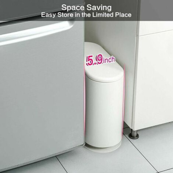 Sopkorg, 10L/2,4 gallon smal plast med fällbart lock, vit
