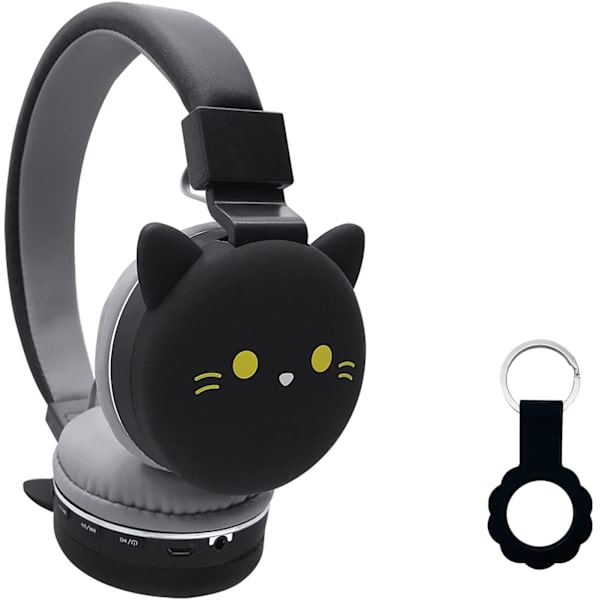 Sorte katte tegneserie hovedtelefoner trådløse hovedtelefoner børn stereo hovedtelefoner$Børns tegneserie trådløse stereo hovedtelefoner sorte katte søde børne hovedtelefoner